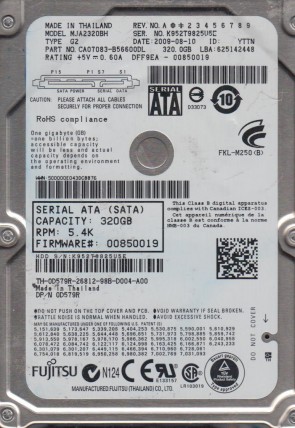 MJA2320BH G2 Fujitsu 320GB SATA 2.5 Inch Hard Drive
